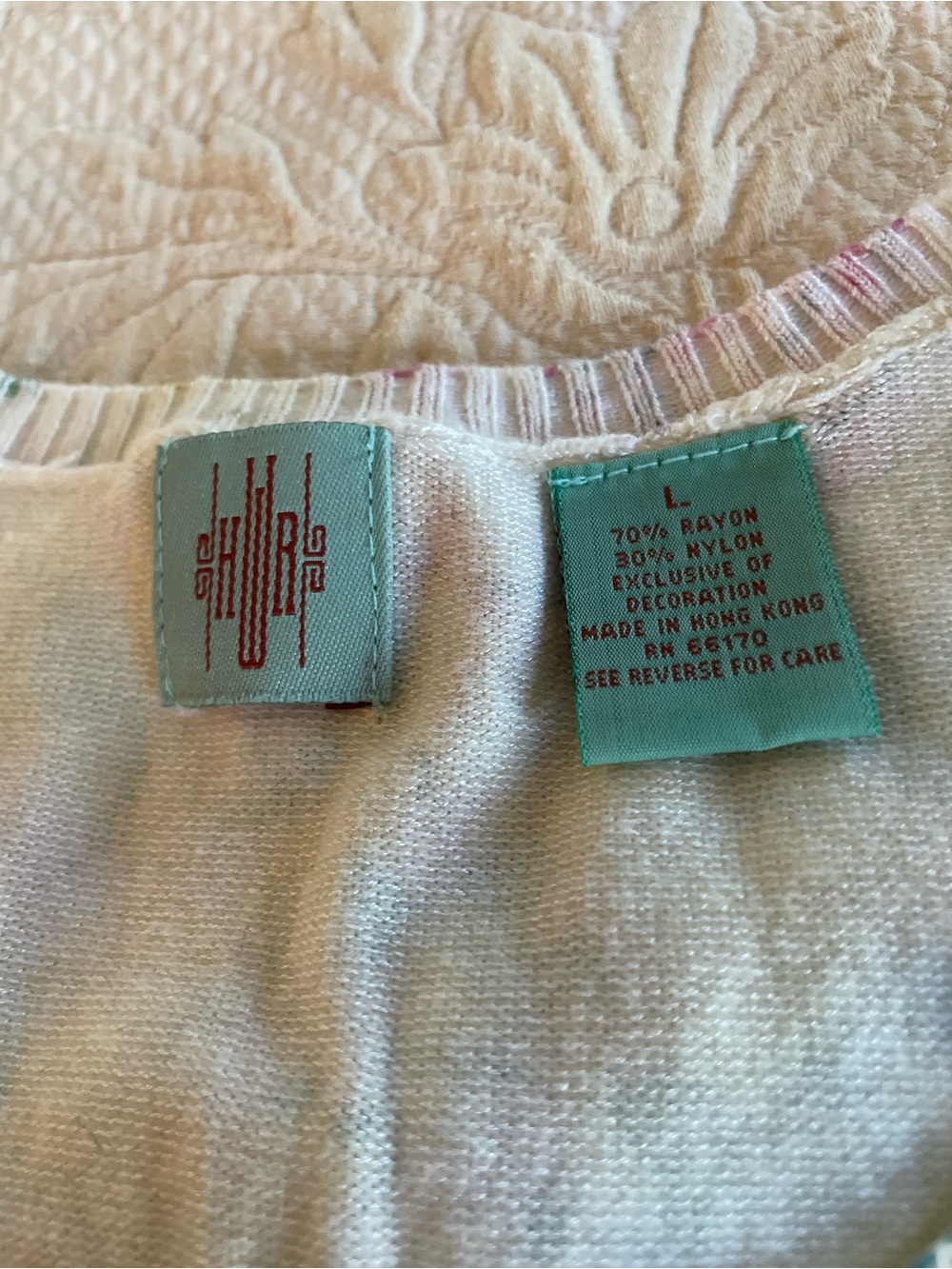 Anthropology Button up Sweater with Ribbon detail, Artsy, size L - Picture 7 of 11